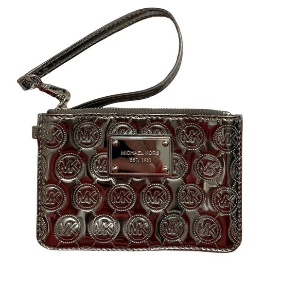 Michael kors silver logo wristlet bag - Picture 1 of 8